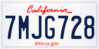 CA license plate 7MJG728