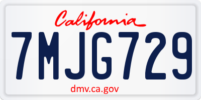 CA license plate 7MJG729