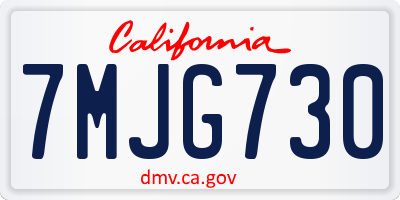 CA license plate 7MJG730