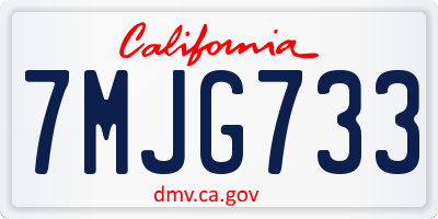 CA license plate 7MJG733