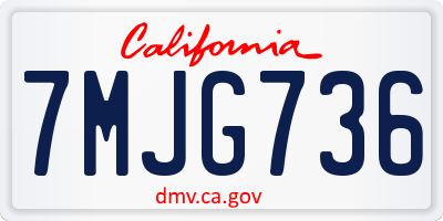 CA license plate 7MJG736