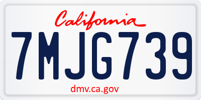 CA license plate 7MJG739