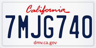 CA license plate 7MJG740