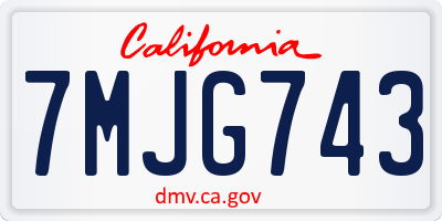 CA license plate 7MJG743