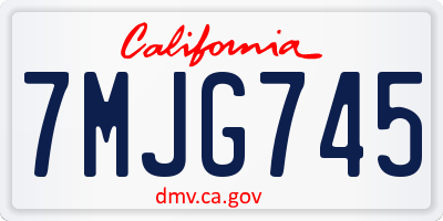 CA license plate 7MJG745