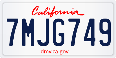 CA license plate 7MJG749