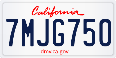 CA license plate 7MJG750