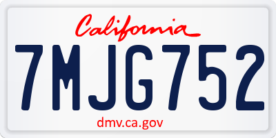 CA license plate 7MJG752