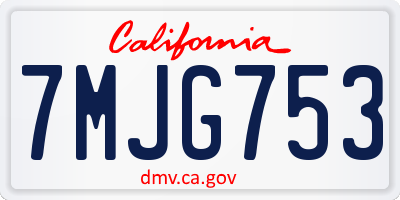 CA license plate 7MJG753