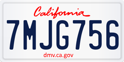 CA license plate 7MJG756