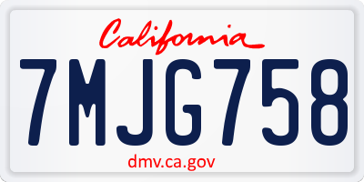 CA license plate 7MJG758