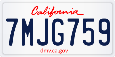 CA license plate 7MJG759