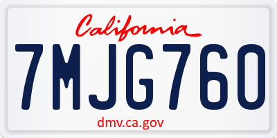 CA license plate 7MJG760