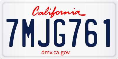 CA license plate 7MJG761