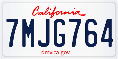 CA license plate 7MJG764