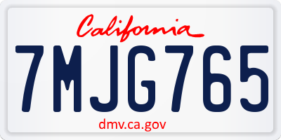 CA license plate 7MJG765