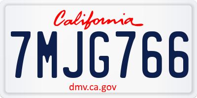 CA license plate 7MJG766