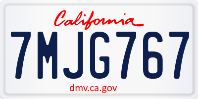 CA license plate 7MJG767
