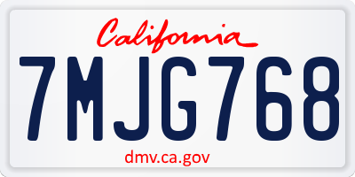CA license plate 7MJG768