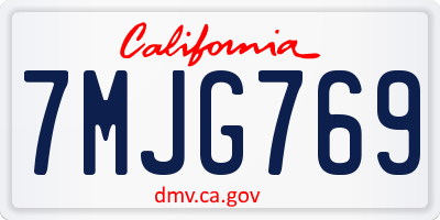 CA license plate 7MJG769