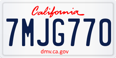 CA license plate 7MJG770