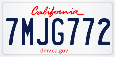 CA license plate 7MJG772