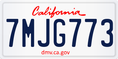 CA license plate 7MJG773