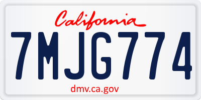 CA license plate 7MJG774