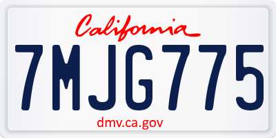 CA license plate 7MJG775