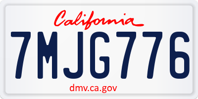 CA license plate 7MJG776