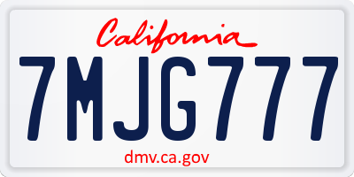 CA license plate 7MJG777