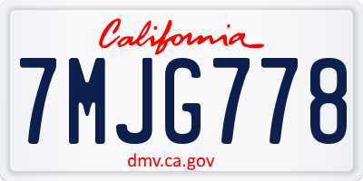 CA license plate 7MJG778