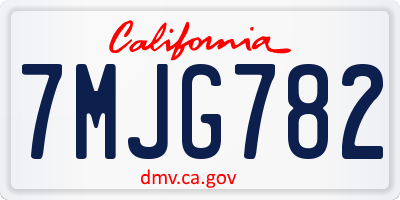 CA license plate 7MJG782