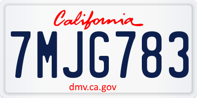 CA license plate 7MJG783