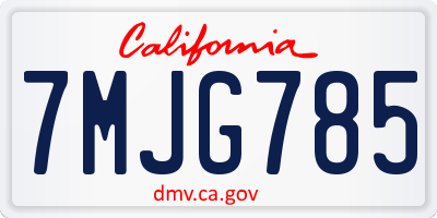 CA license plate 7MJG785