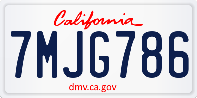 CA license plate 7MJG786