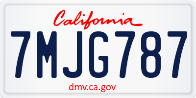 CA license plate 7MJG787