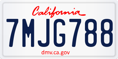 CA license plate 7MJG788