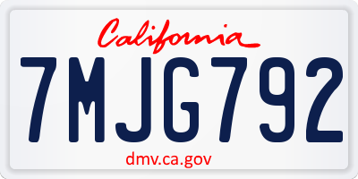CA license plate 7MJG792
