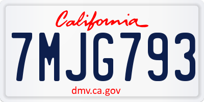 CA license plate 7MJG793
