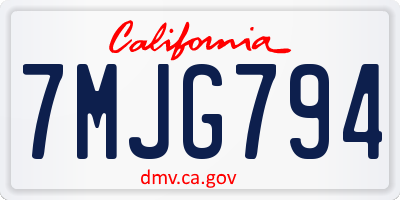 CA license plate 7MJG794