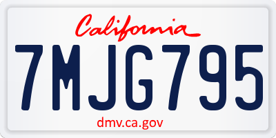 CA license plate 7MJG795