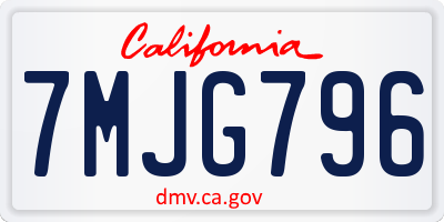 CA license plate 7MJG796