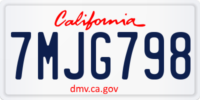 CA license plate 7MJG798