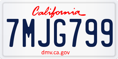 CA license plate 7MJG799