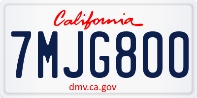 CA license plate 7MJG800