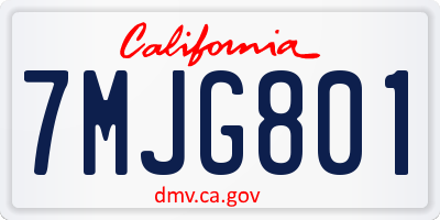 CA license plate 7MJG801