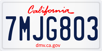 CA license plate 7MJG803