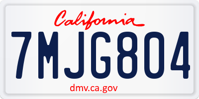 CA license plate 7MJG804