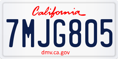 CA license plate 7MJG805